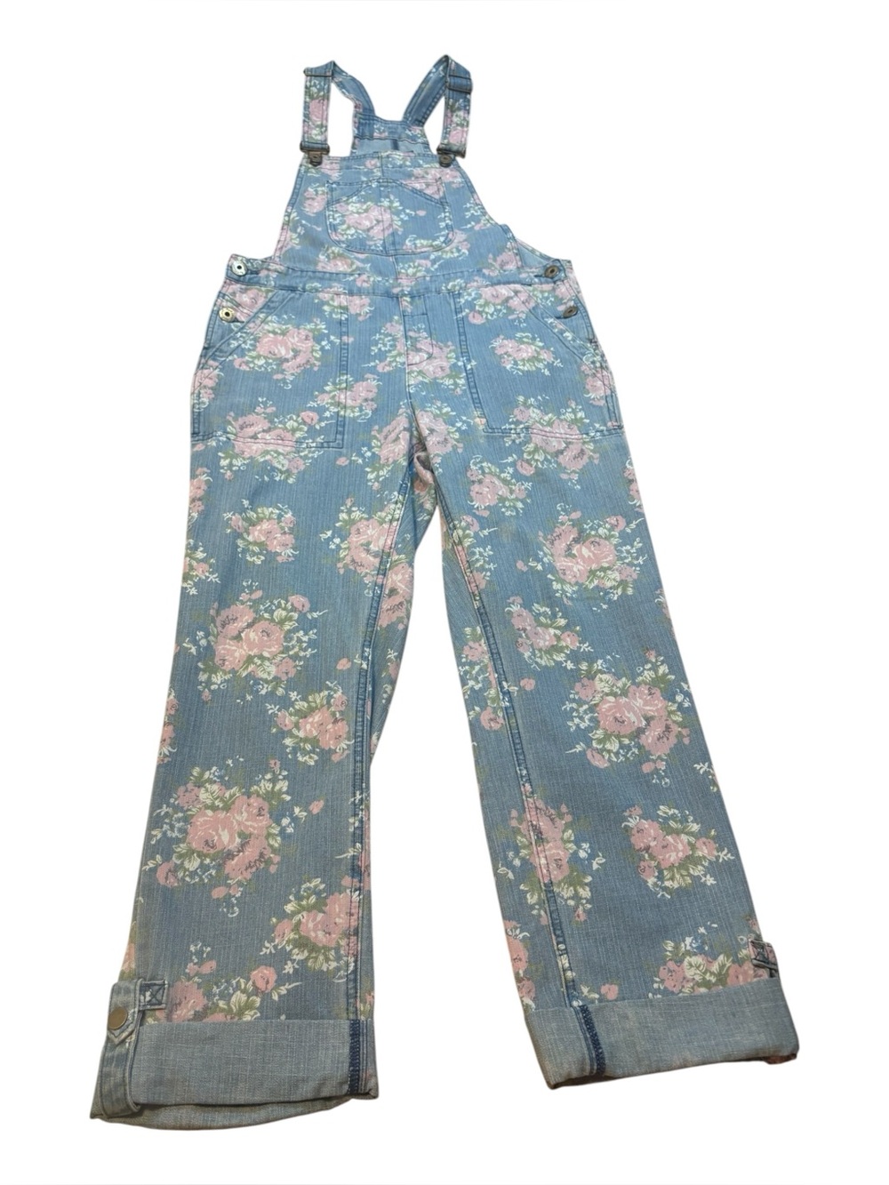 April Cornell for Modern Prairie Floral Denim Overalls Cottagecore Garden Print - Picture 3 of 7
